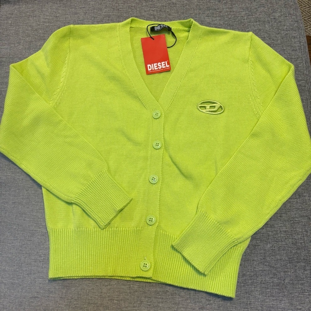 Diesel m-alima Lime Green button up Cardigan, Size Small